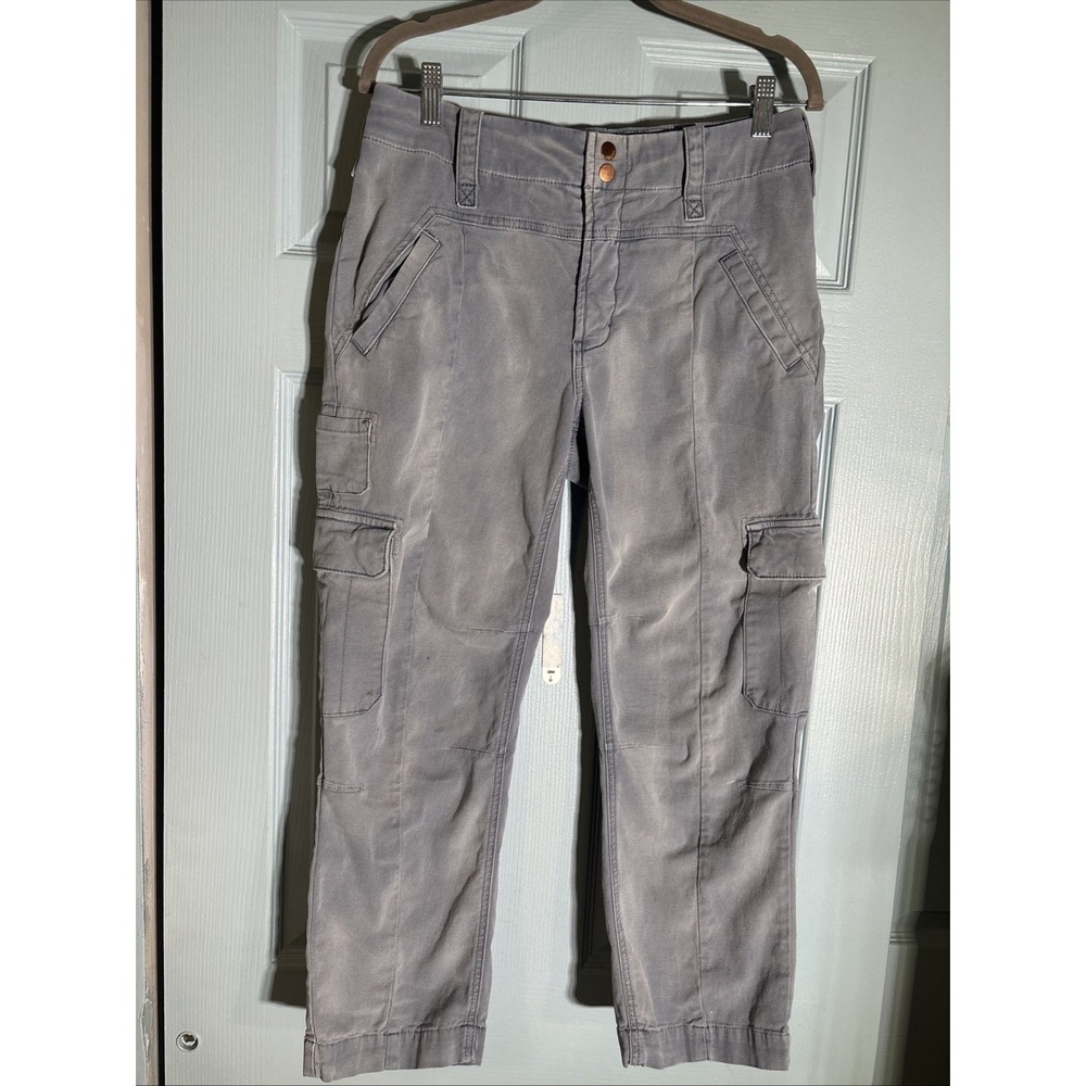 By Anthropologie Women's Faded Blue Cargo Pants Size 29. Cropped